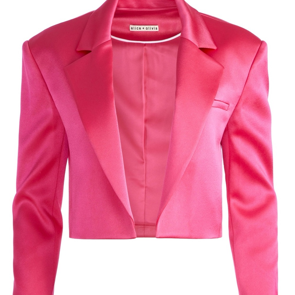 Alice + Olivia Cropped Blazer – Size 2 – NWT – Stunning Pink Satin